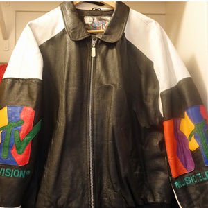 MTV authentic original leather logo jacket size L
